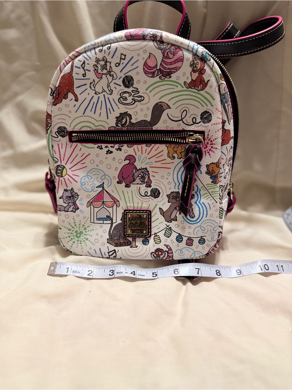 Dooney & Bourke Disney Cats Multicolor Mini Backpack with Pink Trim